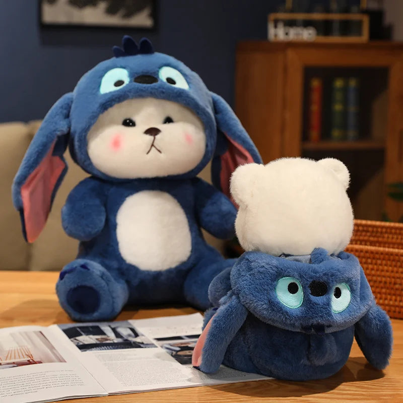 Big Size Cute Bear Turn Into Stitch Plush Toy Lovely Cuddly Bear Plushies Stuffed Animal Japanese Style Doll Xmas Gifts Girl