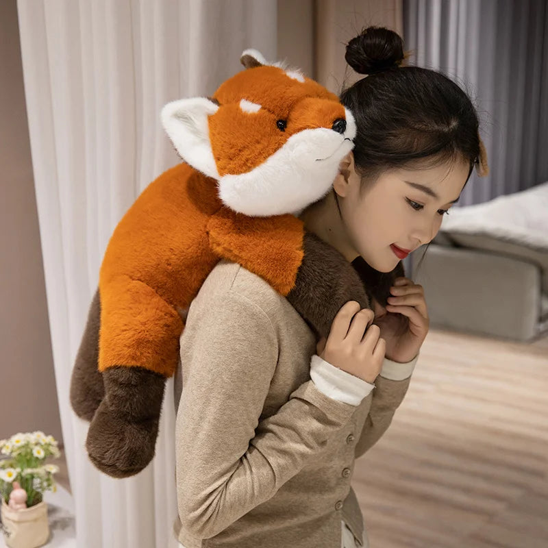 30-60cm New Kawaii Fox Plush Toys Cartoon Stuffed Animal Lovely Soft Cuddly Baby Plushie Doll Lie Prone Toy for Girls Gift Decor