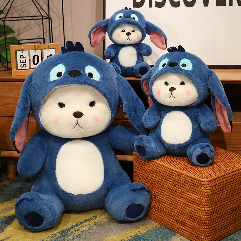 Big Size Cute Bear Turn Into Stitch Plush Toy Lovely Cuddly Bear Plushies Stuffed Animal Japanese Style Doll Xmas Gifts Girl