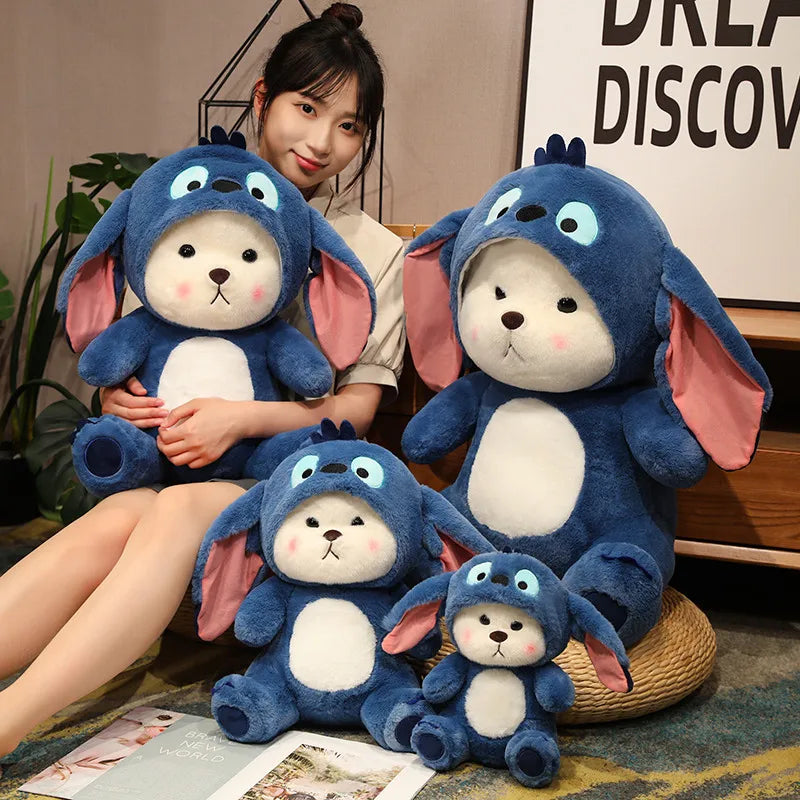 Big Size Cute Bear Turn Into Stitch Plush Toy Lovely Cuddly Bear Plushies Stuffed Animal Japanese Style Doll Xmas Gifts Girl