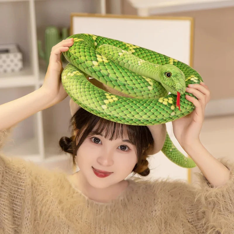 70-280cm Kawaii Snake Plush Toys Pit Viper Realistic Stuffed Cobra Animal Soft Cotton Cuddly Doll Python Birthday Gifts for Boys