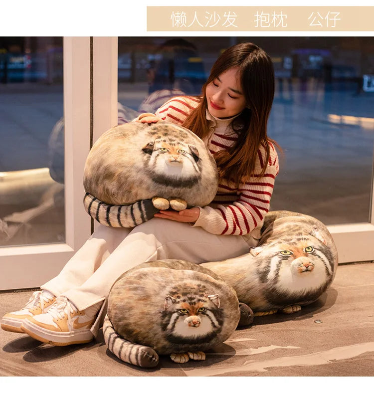 3D Printed Lifelike Pallas Cat Chat manul Plush Toys Stuffed Steppe Cats Cuddly Cushion Room Decor Birthday Gifts for Kids
