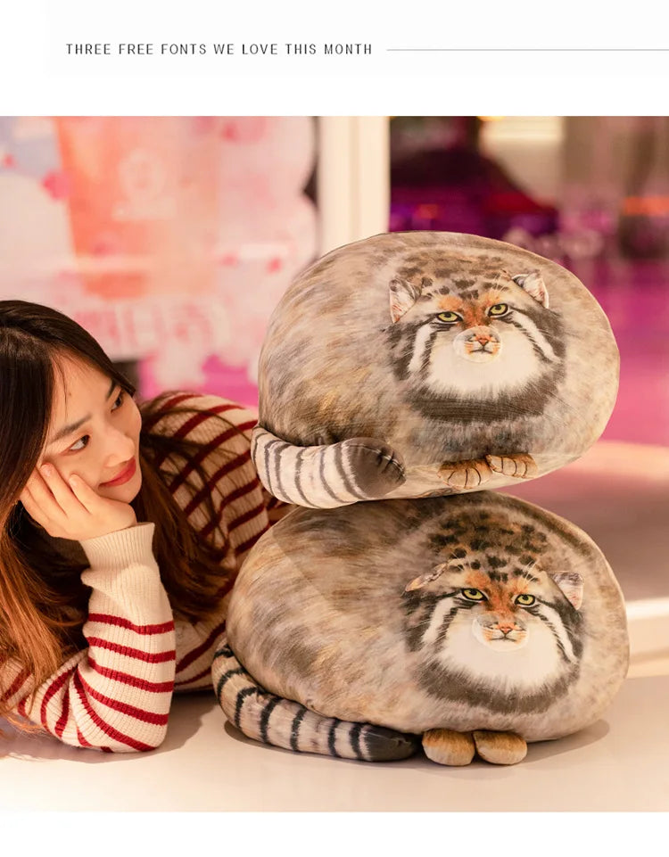 3D Printed Lifelike Pallas Cat Chat manul Plush Toys Stuffed Steppe Cats Cuddly Cushion Room Decor Birthday Gifts for Kids