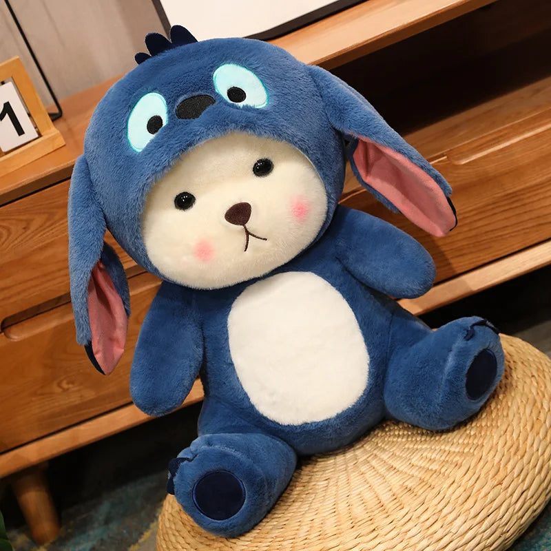Big Size Cute Bear Turn Into Stitch Plush Toy Lovely Cuddly Bear Plushies Stuffed Animal Japanese Style Doll Xmas Gifts Girl