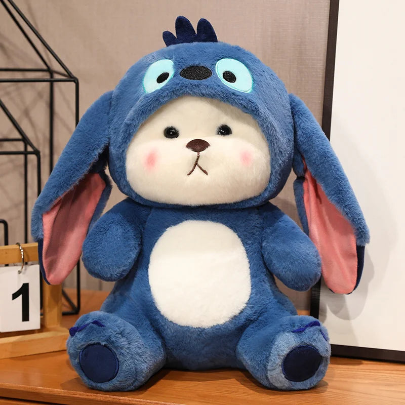 Big Size Cute Bear Turn Into Stitch Plush Toy Lovely Cuddly Bear Plushies Stuffed Animal Japanese Style Doll Xmas Gifts Girl