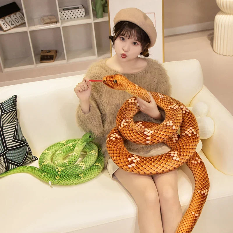 70-280cm Kawaii Snake Plush Toys Pit Viper Realistic Stuffed Cobra Animal Soft Cotton Cuddly Doll Python Birthday Gifts for Boys