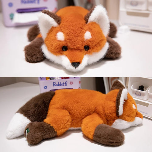 30-60cm New Kawaii Fox Plush Toys Cartoon Stuffed Animal Lovely Soft Cuddly Baby Plushie Doll Lie Prone Toy for Girls Gift Decor