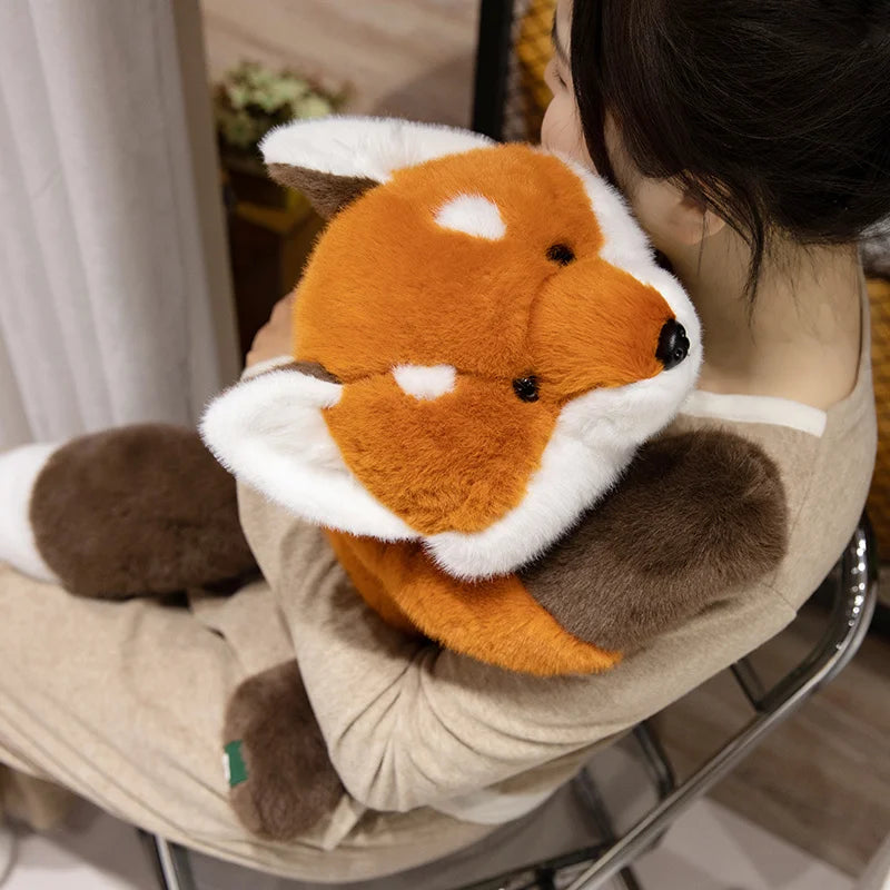 30-60cm New Kawaii Fox Plush Toys Cartoon Stuffed Animal Lovely Soft Cuddly Baby Plushie Doll Lie Prone Toy for Girls Gift Decor