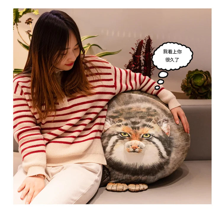 3D Printed Lifelike Pallas Cat Chat manul Plush Toys Stuffed Steppe Cats Cuddly Cushion Room Decor Birthday Gifts for Kids