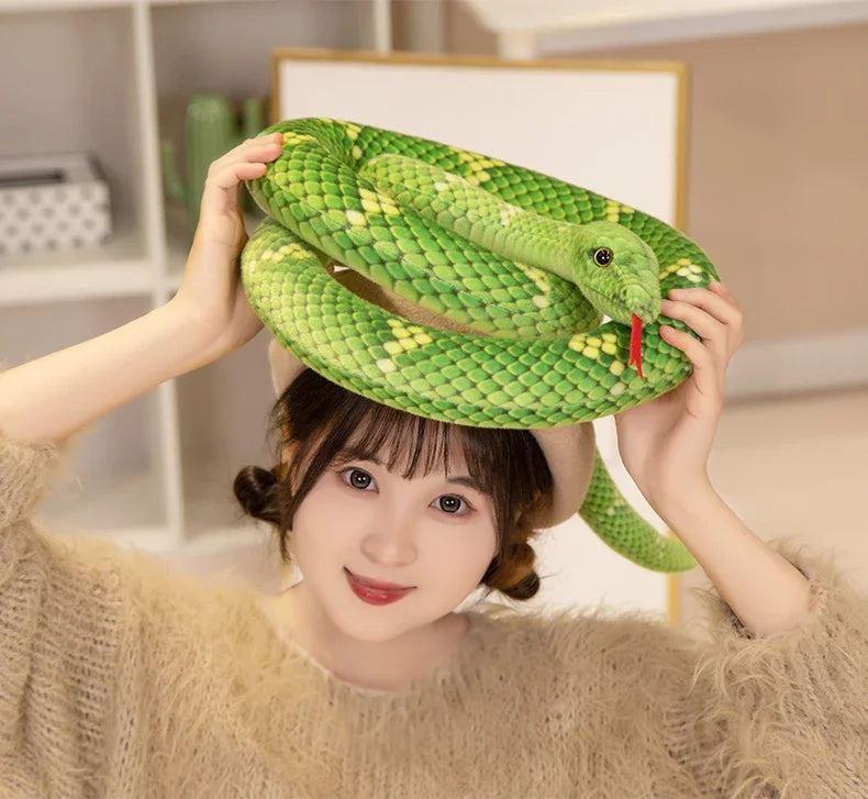 70-280cm Kawaii Snake Plush Toys Pit Viper Realistic Stuffed Cobra Animal Soft Cotton Cuddly Doll Python Birthday Gifts for Boys