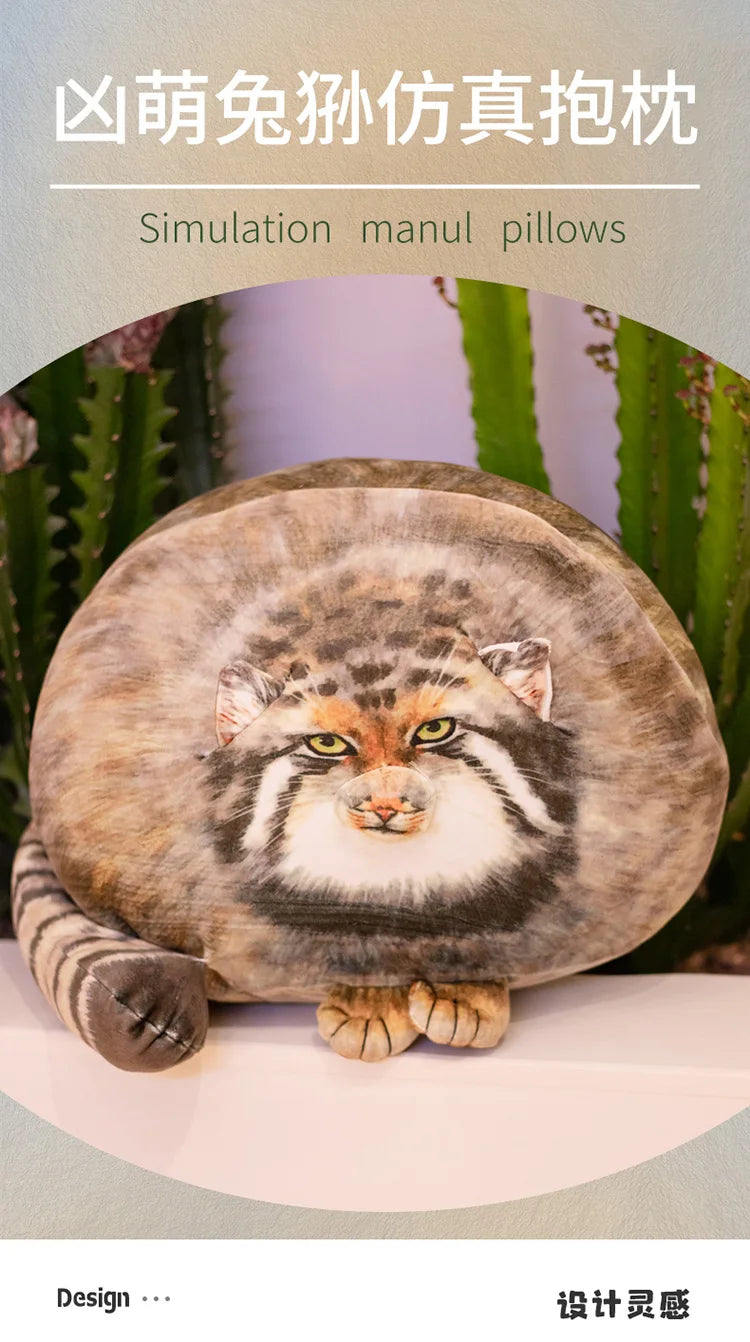 3D Printed Lifelike Pallas Cat Chat manul Plush Toys Stuffed Steppe Cats Cuddly Cushion Room Decor Birthday Gifts for Kids