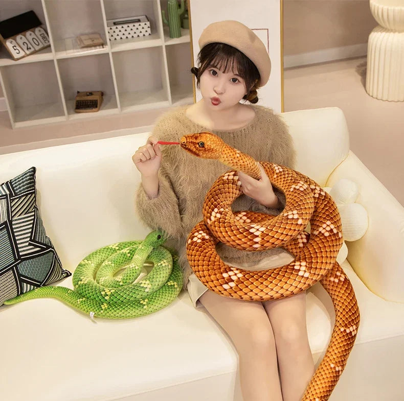 70-280cm Kawaii Snake Plush Toys Pit Viper Realistic Stuffed Cobra Animal Soft Cotton Cuddly Doll Python Birthday Gifts for Boys