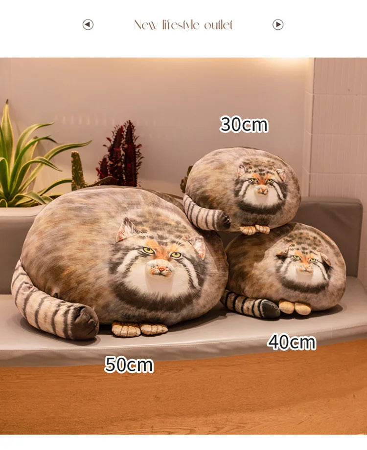 3D Printed Lifelike Pallas Cat Chat manul Plush Toys Stuffed Steppe Cats Cuddly Cushion Room Decor Birthday Gifts for Kids