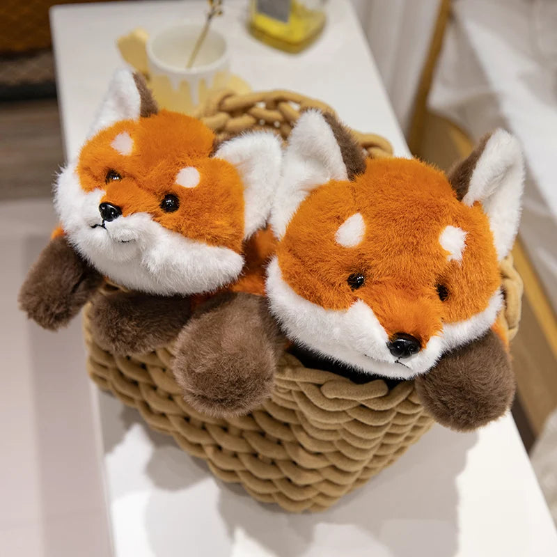 30-60cm New Kawaii Fox Plush Toys Cartoon Stuffed Animal Lovely Soft Cuddly Baby Plushie Doll Lie Prone Toy for Girls Gift Decor