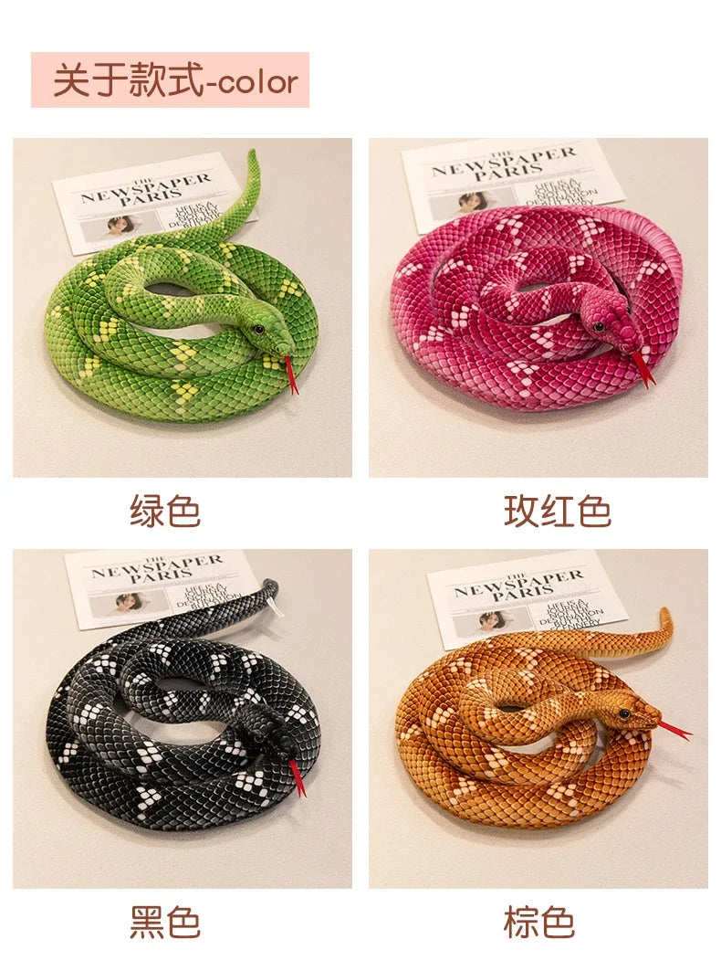 70-280cm Kawaii Snake Plush Toys Pit Viper Realistic Stuffed Cobra Animal Soft Cotton Cuddly Doll Python Birthday Gifts for Boys