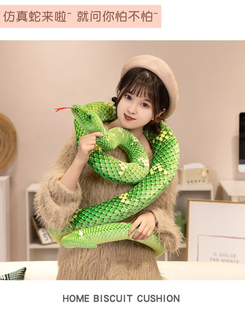 70-280cm Kawaii Snake Plush Toys Pit Viper Realistic Stuffed Cobra Animal Soft Cotton Cuddly Doll Python Birthday Gifts for Boys
