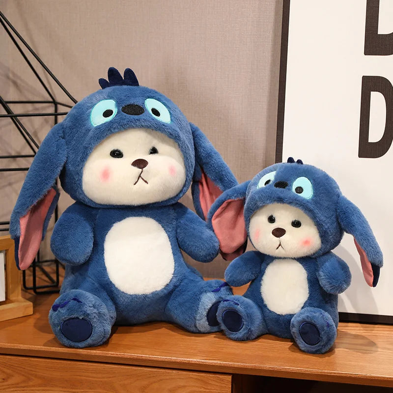 Big Size Cute Bear Turn Into Stitch Plush Toy Lovely Cuddly Bear Plushies Stuffed Animal Japanese Style Doll Xmas Gifts Girl