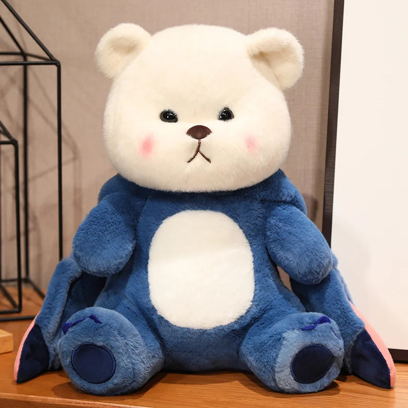 Big Size Cute Bear Turn Into Stitch Plush Toy Lovely Cuddly Bear Plushies Stuffed Animal Japanese Style Doll Xmas Gifts Girl