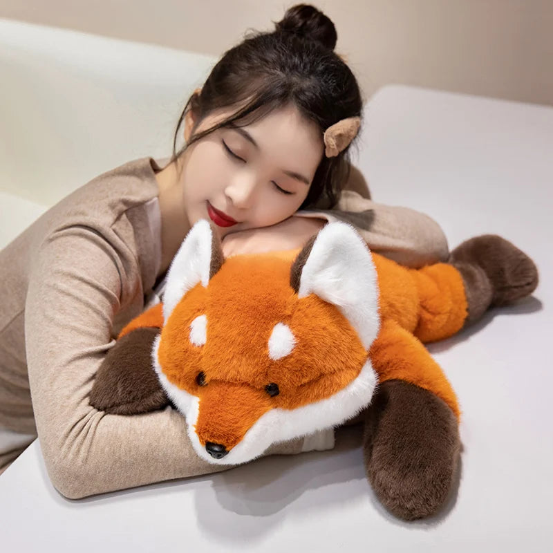 30-60cm New Kawaii Fox Plush Toys Cartoon Stuffed Animal Lovely Soft Cuddly Baby Plushie Doll Lie Prone Toy for Girls Gift Decor