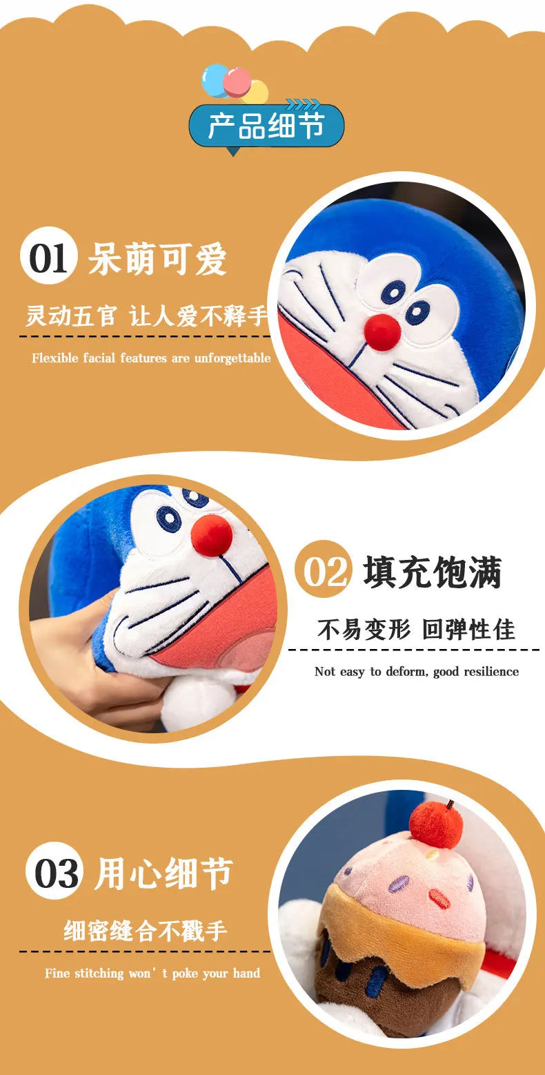 Aoger Doraemon Cake Popcorn Plush Toy Kawaii Japanese Style Dessert Series Plushies Cuddly Doll Toys Girl Cartoon Birthday Gifts