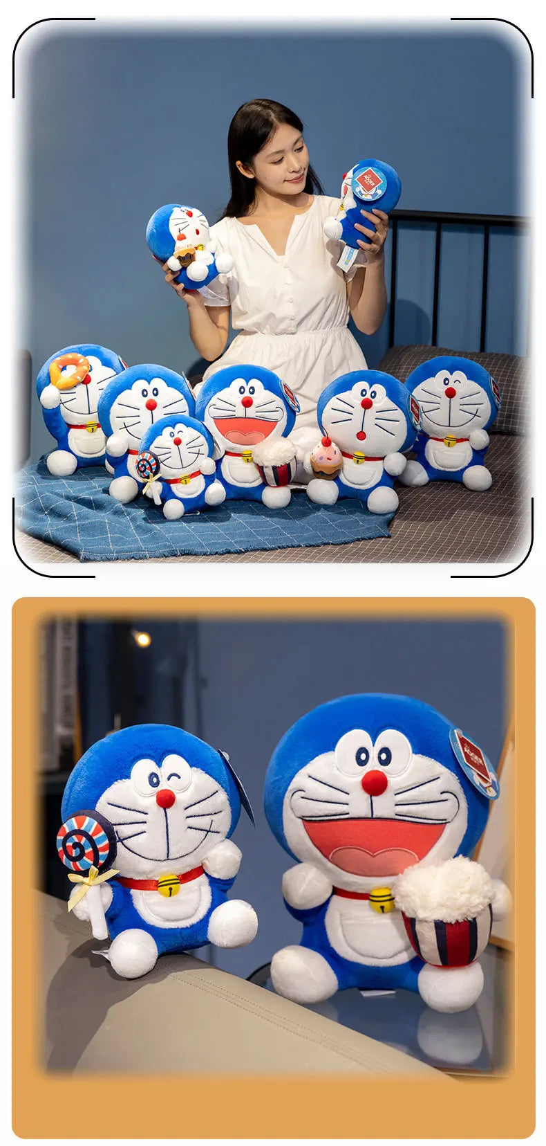Aoger Doraemon Cake Popcorn Plush Toy Kawaii Japanese Style Dessert Series Plushies Cuddly Doll Toys Girl Cartoon Birthday Gifts
