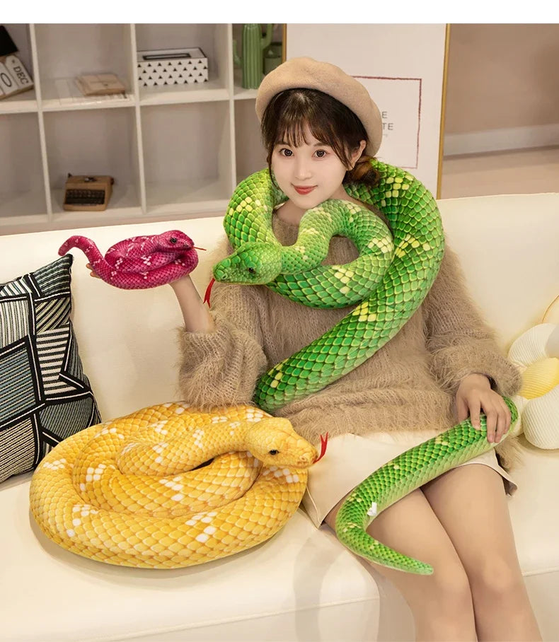 70-280cm Kawaii Snake Plush Toys Pit Viper Realistic Stuffed Cobra Animal Soft Cotton Cuddly Doll Python Birthday Gifts for Boys