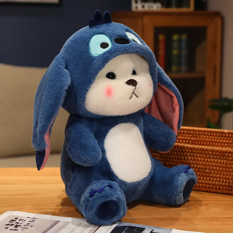 Big Size Cute Bear Turn Into Stitch Plush Toy Lovely Cuddly Bear Plushies Stuffed Animal Japanese Style Doll Xmas Gifts Girl