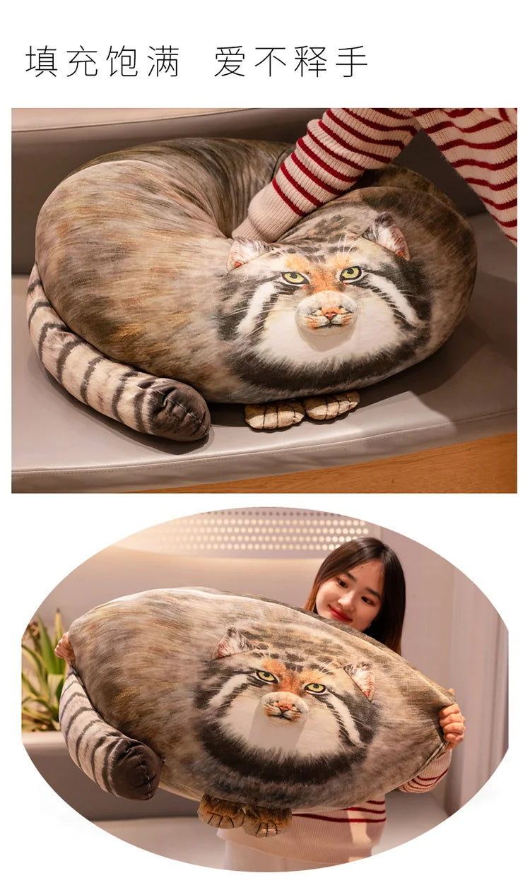 3D Printed Lifelike Pallas Cat Chat manul Plush Toys Stuffed Steppe Cats Cuddly Cushion Room Decor Birthday Gifts for Kids