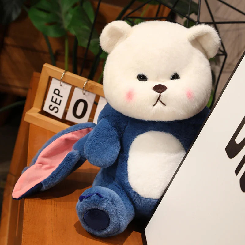Big Size Cute Bear Turn Into Stitch Plush Toy Lovely Cuddly Bear Plushies Stuffed Animal Japanese Style Doll Xmas Gifts Girl