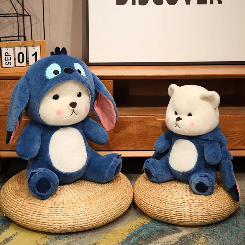 Big Size Cute Bear Turn Into Stitch Plush Toy Lovely Cuddly Bear Plushies Stuffed Animal Japanese Style Doll Xmas Gifts Girl
