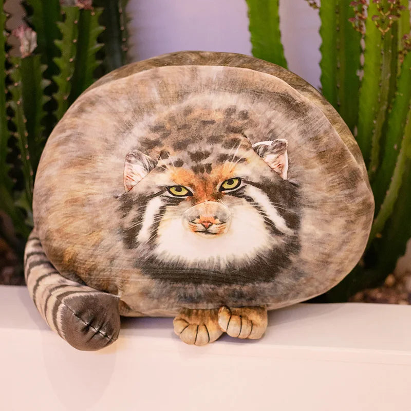 3D Printed Lifelike Pallas Cat Chat manul Plush Toys Stuffed Steppe Cats Cuddly Cushion Room Decor Birthday Gifts for Kids