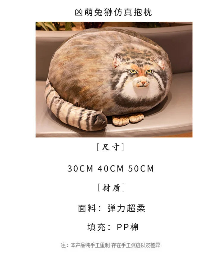 3D Printed Lifelike Pallas Cat Chat manul Plush Toys Stuffed Steppe Cats Cuddly Cushion Room Decor Birthday Gifts for Kids